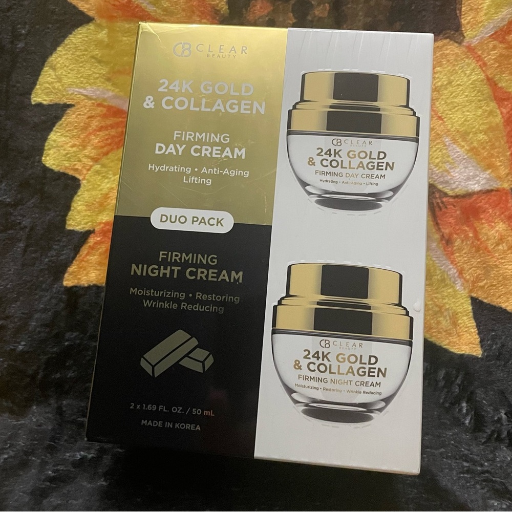 NWT day and night firming anti-aging Clear Beauty 24K Gold & Collagen duo creams